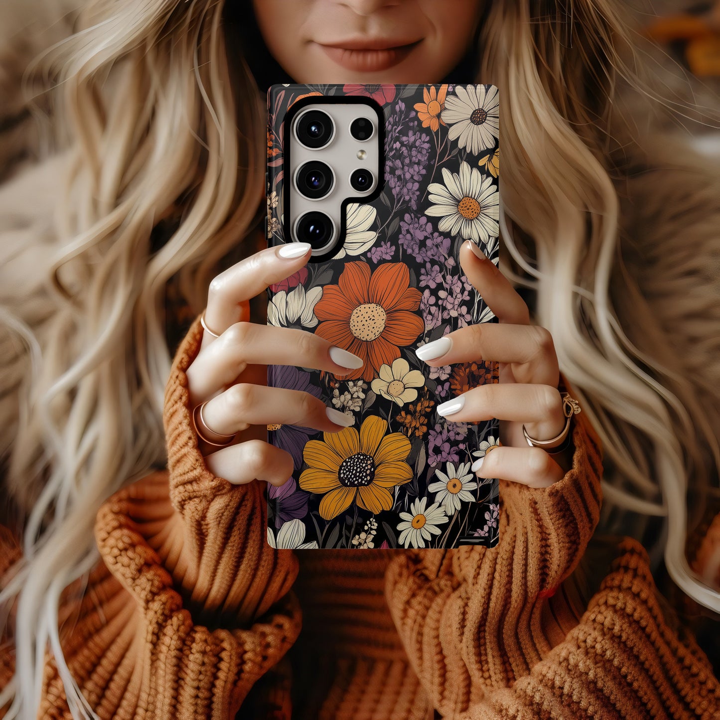 Midnight Garden Glory Phone Case – Bold Botanicals with Vintage Elegance & Everyday Protection