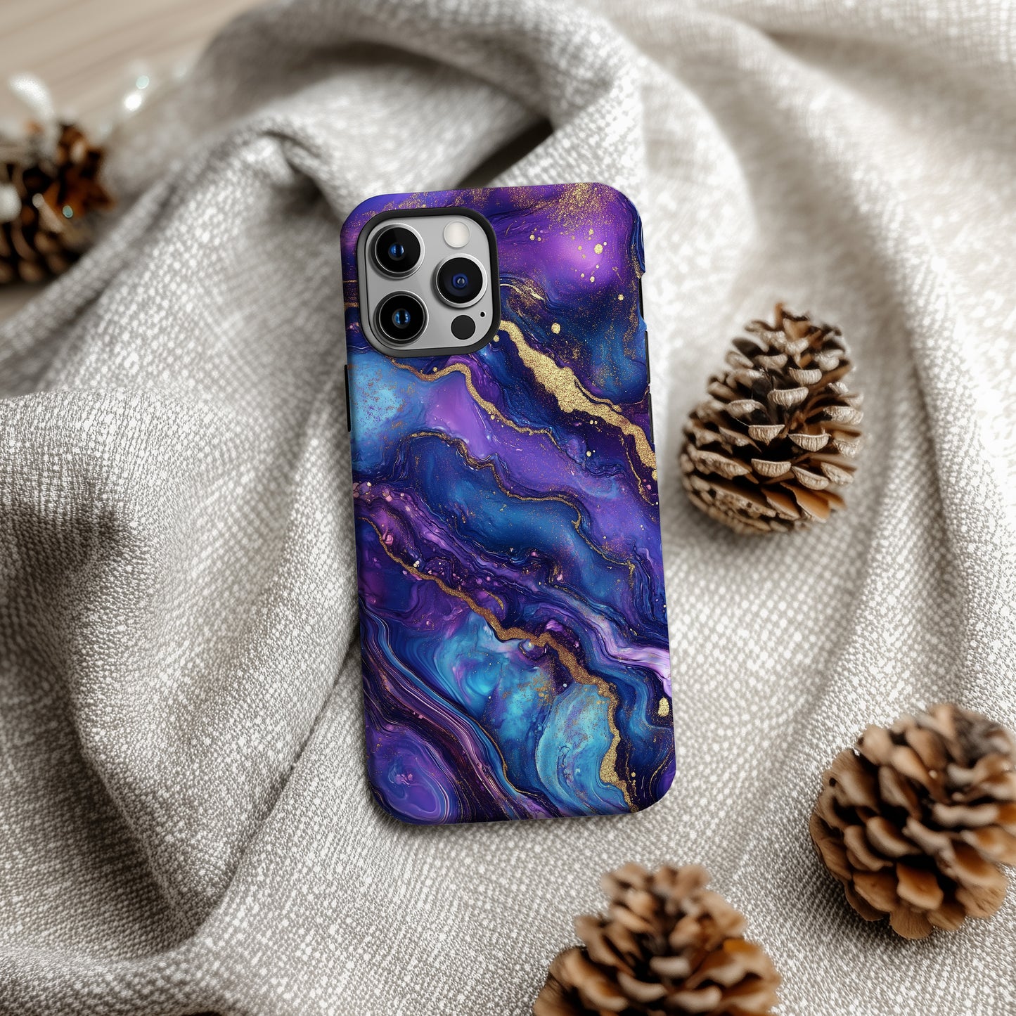 Galaxy Gilded Marble Phone Case – Cosmic Swirls & Everyday Protection with Gold Accents