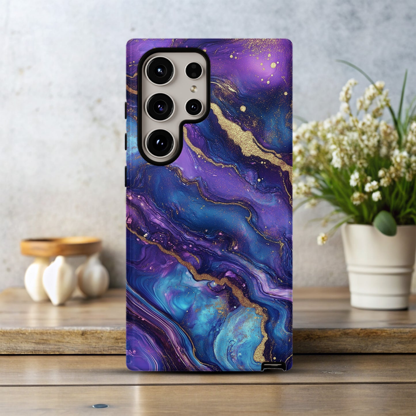 Galaxy Gilded Marble Phone Case – Cosmic Swirls & Everyday Protection with Gold Accents