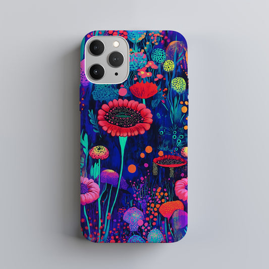 Neon Fungi Garden Phone Case – Electric Botanicals with Everyday Protection