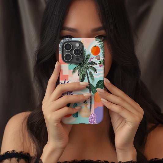 Tropical Collage Vibes Phone Case – Retro Summer Aesthetic with Everyday Protection