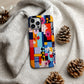 FloraPop Patchwork Phone Case – Bold Geometric Florals with Everyday Protection
