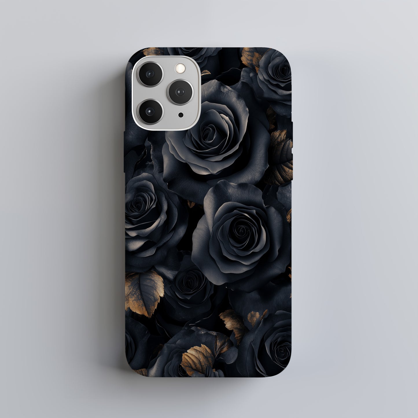 Midnight Rose Luxe Phone Case – Charcoal Blooms & Golden Elegance with Everyday Protection