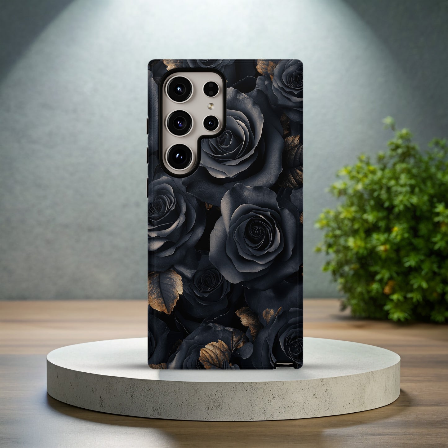 Midnight Rose Luxe Phone Case – Charcoal Blooms & Golden Elegance with Everyday Protection