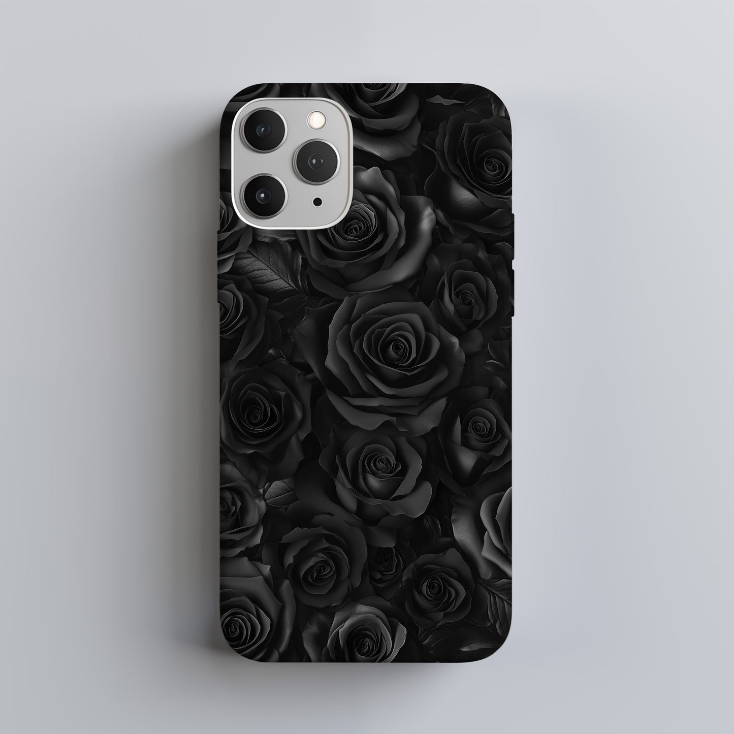 Shadow Rose Noir Phone Case – Matte Black Elegance with Everyday Protection