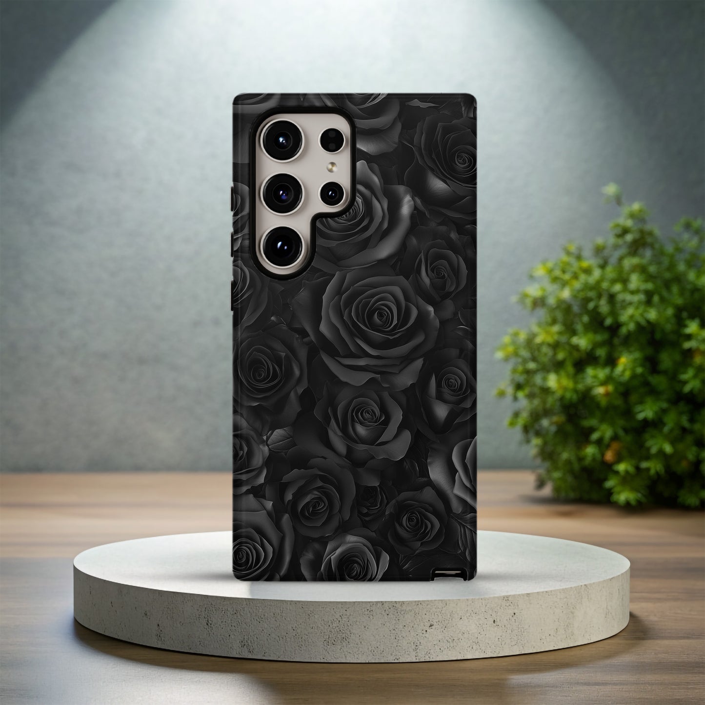Shadow Rose Noir Phone Case – Matte Black Elegance with Everyday Protection