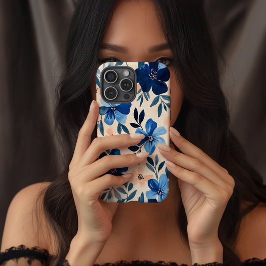 Blue Bloom Whispers Phone Case – Watercolor Florals with Everyday Elegance & Protection