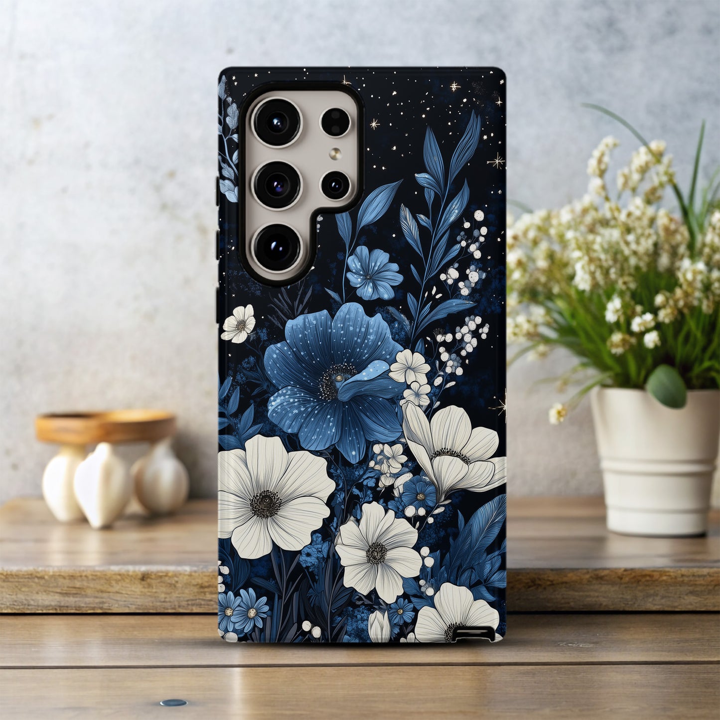 Starlit Garden Bloom Phone Case – Midnight Florals with Celestial Elegance & Everyday Protection