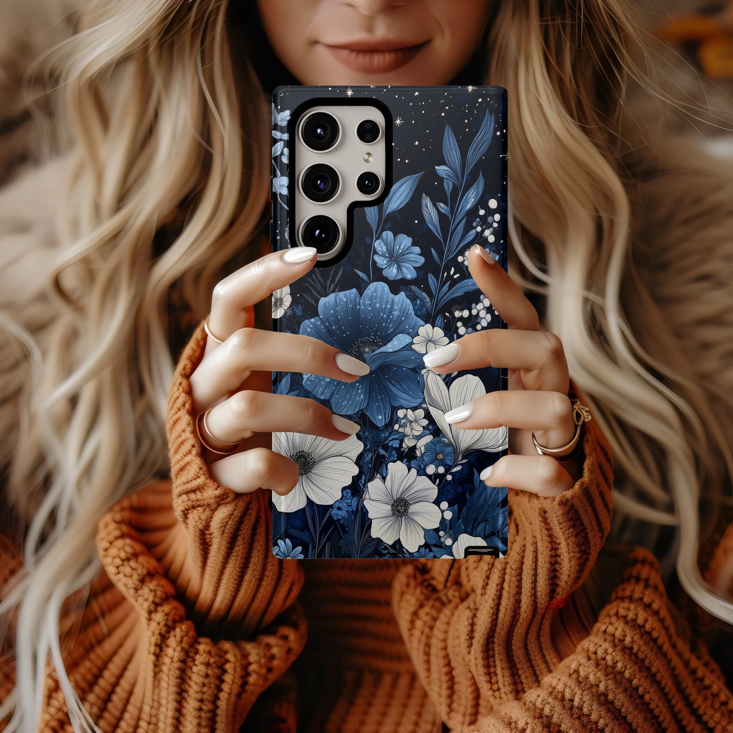 Starlit Garden Bloom Phone Case – Midnight Florals with Celestial Elegance & Everyday Protection