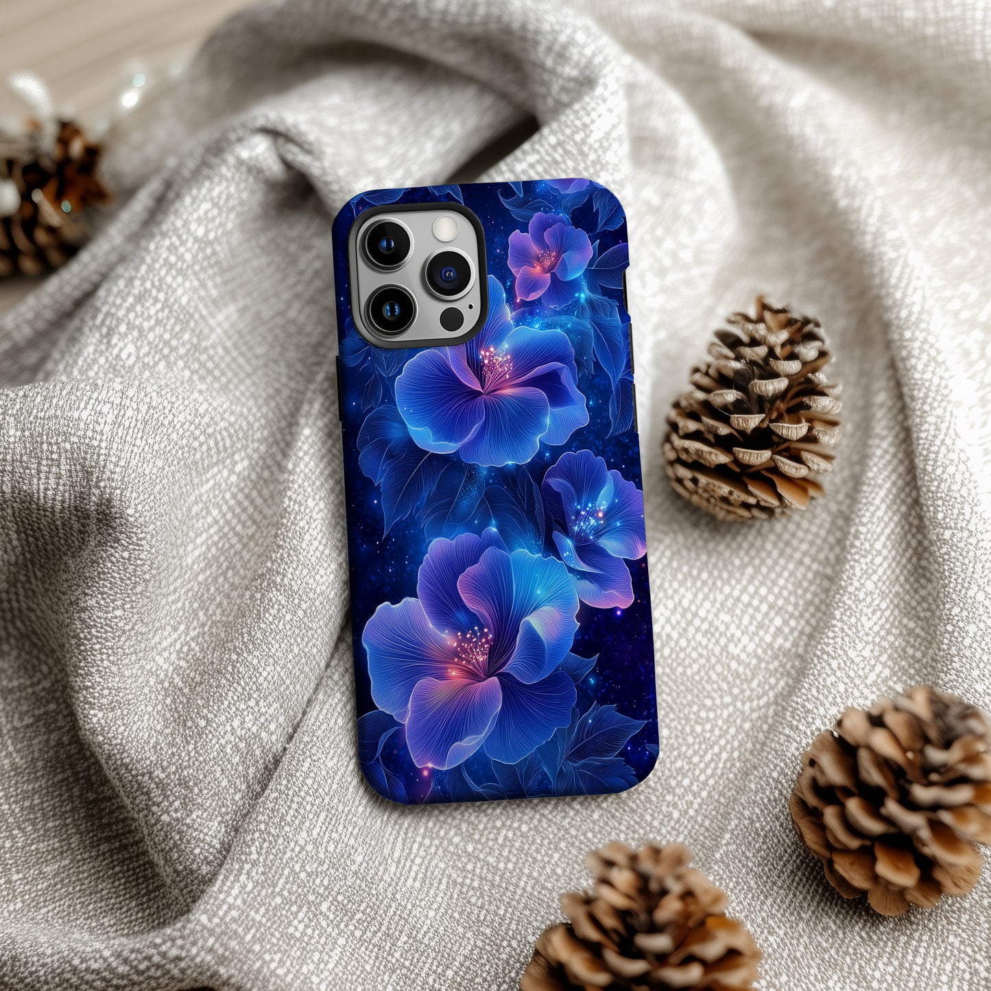 Lunar Bloom Glow Phone Case – Ethereal Neon Florals with Cosmic Radiance & Durable Protection
