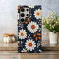 Embroidered Daisy Charm Phone Case – Boho Stitchwork Style with Durable Protection