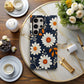 Embroidered Daisy Charm Phone Case – Boho Stitchwork Style with Durable Protection