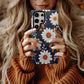 Embroidered Daisy Charm Phone Case – Boho Stitchwork Style with Durable Protection