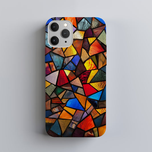 Stained Glass Mosaic Phone Case – Abstract Geometric Art in Bold Jewel Tones