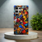 Stained Glass Mosaic Phone Case – Abstract Geometric Art in Bold Jewel Tones