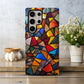 Stained Glass Mosaic Phone Case – Abstract Geometric Art in Bold Jewel Tones