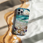 Stained Glass Beach Phone Case – Ocean Waves & Shell Shoreline Art Nouveau Design