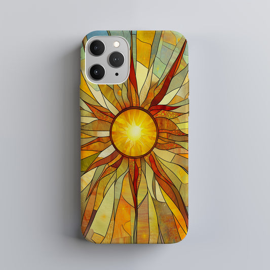 Stained Glass Sunburst Phone Case – Radiant Solar Flare Design