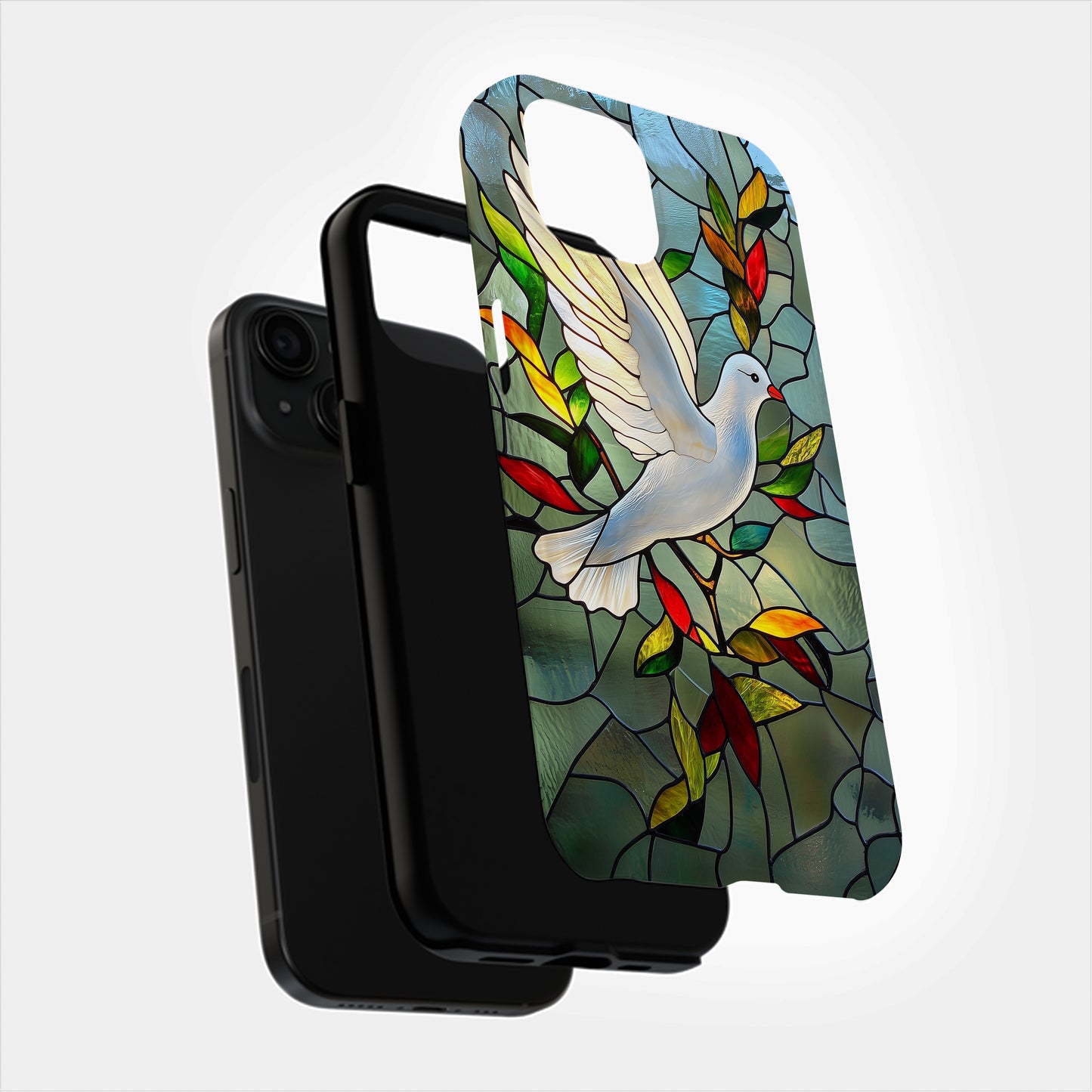 Stained Glass Dove & Olive Branch Phone Case – Peace Symbol Art