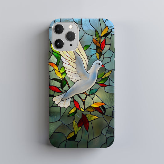 Stained Glass Dove & Olive Branch Phone Case – Peace Symbol Art