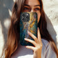 Heavenly Angel Phone Case – Stained Glass Art with Glowing Halo & Outstretched Wings