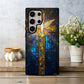 Radiant Cross & Dove Phone Case – Stained Glass Holy Spirit Symbol with Light Beams