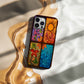 Four Seasons Stained Glass Phone Case – Spring Blossoms, Summer Sun, Autumn Leaves & Winter