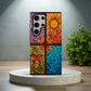 Four Seasons Stained Glass Phone Case – Spring Blossoms, Summer Sun, Autumn Leaves & Winter
