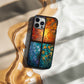 Botanical Seasons Phone Case – Stained Glass Spring, Summer, Autumn, and Winter Floral Panels