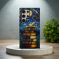 Celestial Library Phone Case – Stained Glass Books, Moon & Stars Art