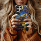 Celestial Library Phone Case – Stained Glass Books, Moon & Stars Art