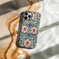 Vintage Pastel Stained Glass Floral Phone Case – Soft Pink & Blue Blossoms