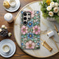 Vintage Pastel Stained Glass Floral Phone Case – Soft Pink & Blue Blossoms