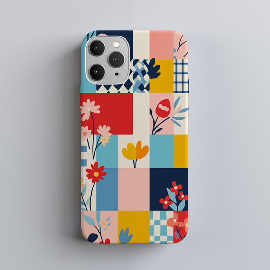 Bauhaus Pop Art Floral Patchwork Phone Case – Bold Modern Design
