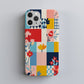 Bauhaus Pop Art Floral Patchwork Phone Case – Bold Modern Design