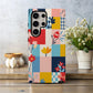 Bauhaus Pop Art Floral Patchwork Phone Case – Bold Modern Design