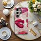 Lipstick Kiss Print Phone Case – Bold Red Lips on Pink Watercolor