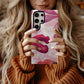 Lipstick Kiss Print Phone Case – Bold Red Lips on Pink Watercolor