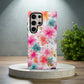 Bright Watercolor Blossom Phone Case – Soft Pink & Teal Floral Design
