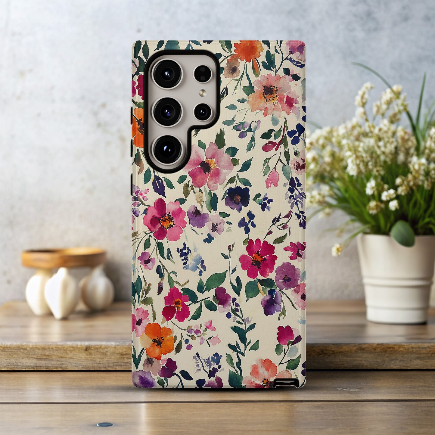 Garden Whimsy Watercolor Floral Phone Case – Painterly Blooms