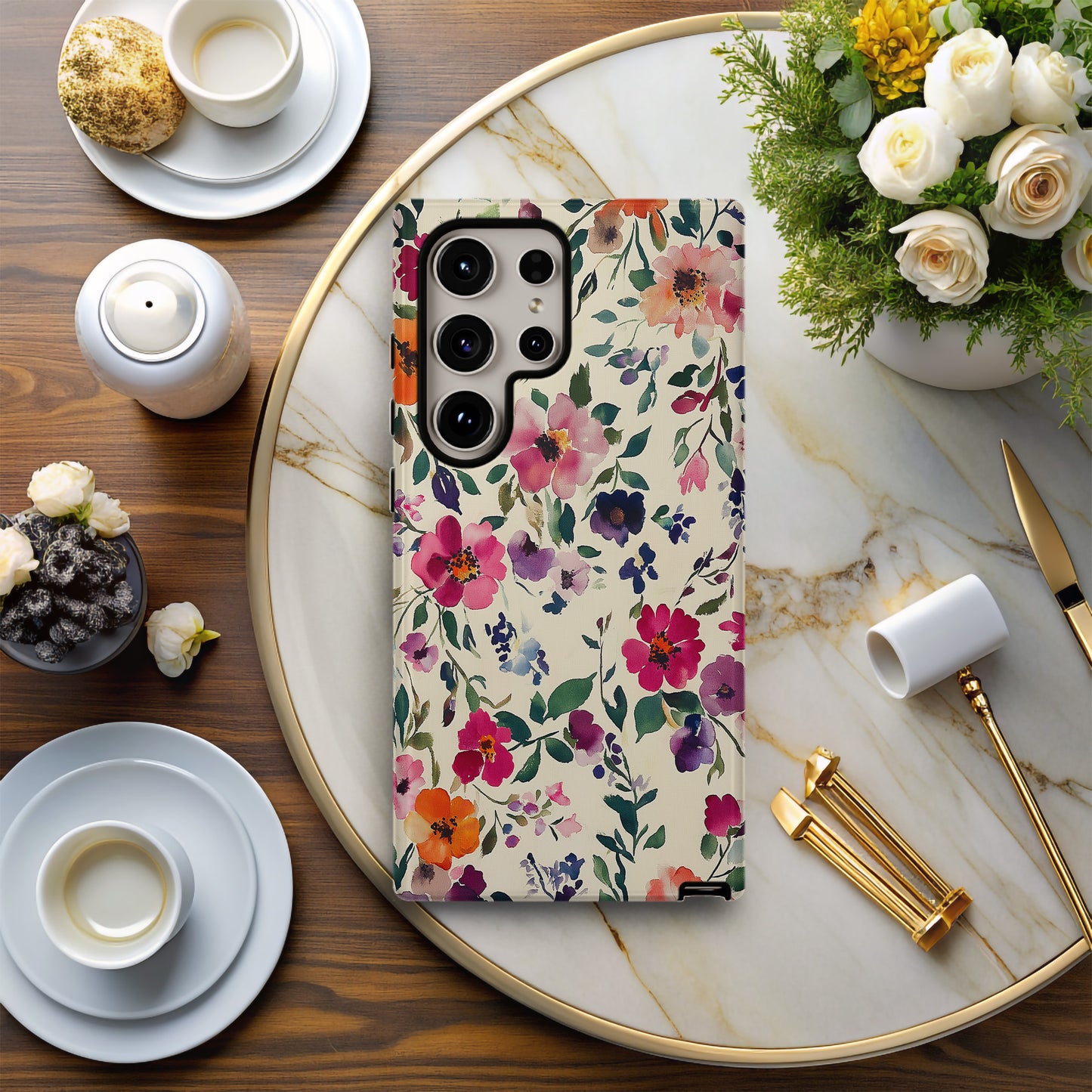Garden Whimsy Watercolor Floral Phone Case – Painterly Blooms
