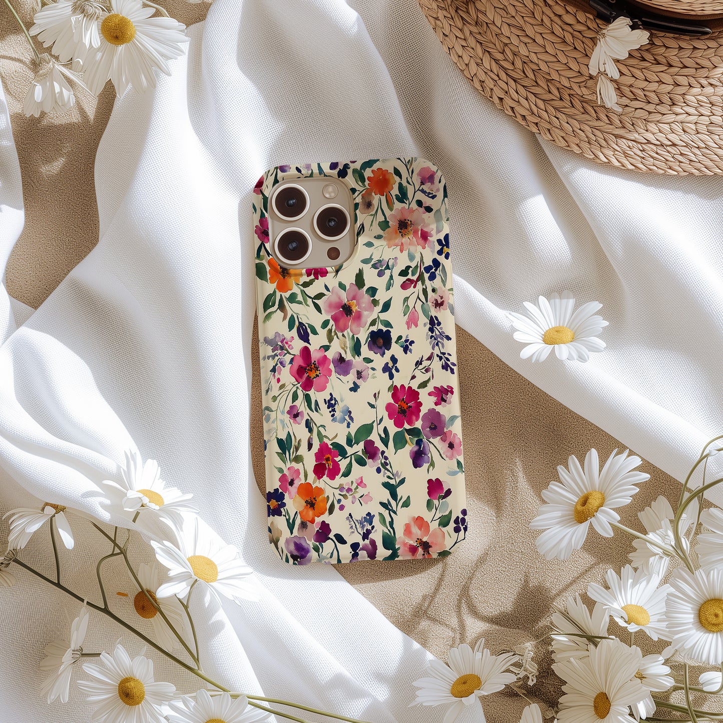 Garden Whimsy Watercolor Floral Phone Case – Painterly Blooms