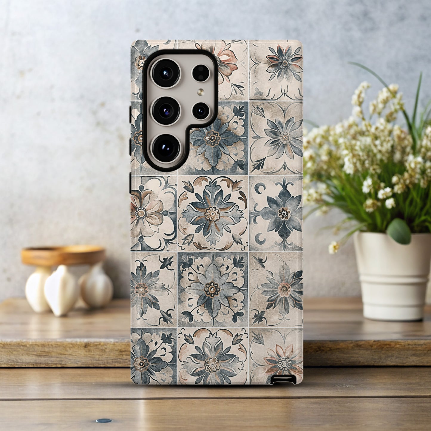 Vintage Tile Floral Phone Case – Ornamental Mediterranean Style