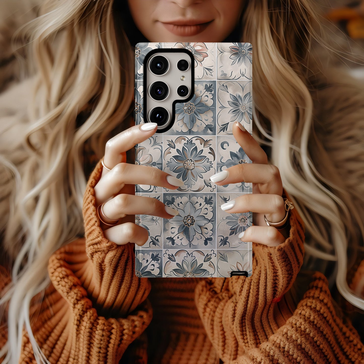 Vintage Tile Floral Phone Case – Ornamental Mediterranean Style