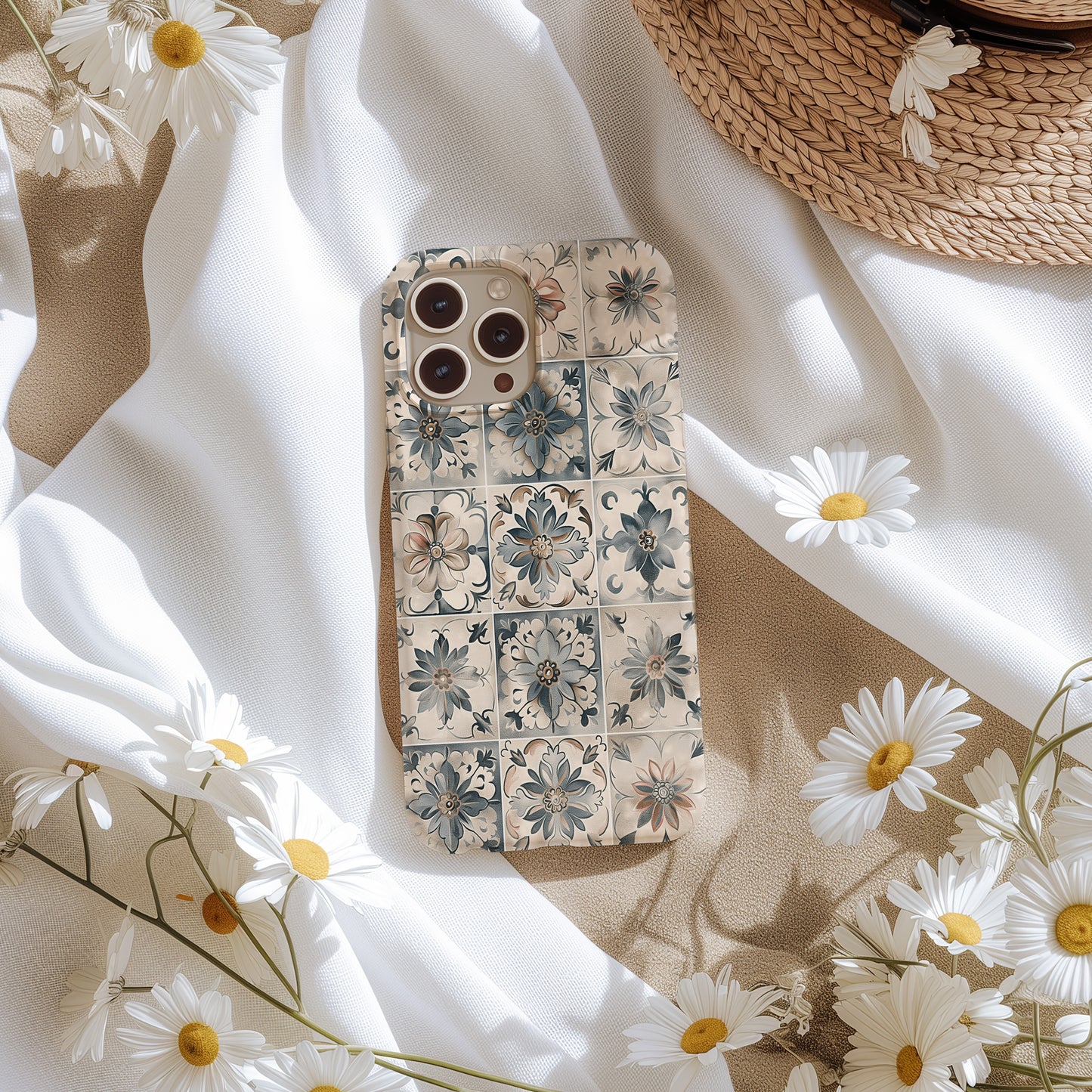 Vintage Tile Floral Phone Case – Ornamental Mediterranean Style