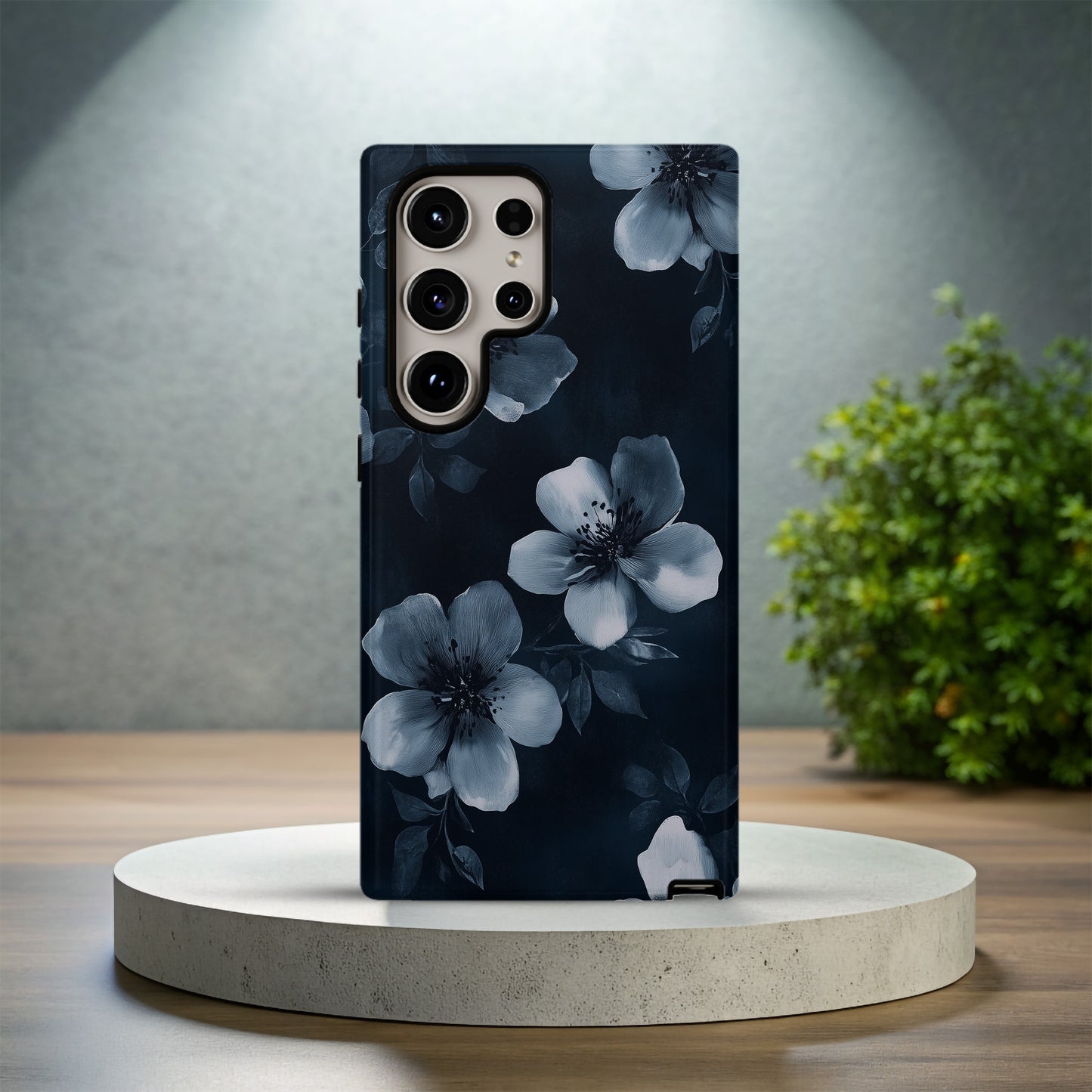 Midnight Bloom Noir Case – Grayscale Floral Elegance in Charcoal