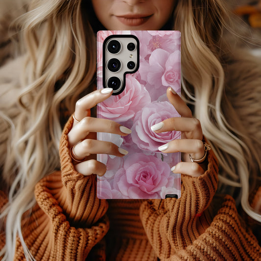 Blush Bloom Luxe Case – Soft Pink Rose Cascade in Ice Cream Tones