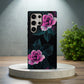 Neon Noir Rose Case – Glowing Pink Florals on Deep Black