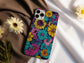 Groovy Bloom Burst Case – Retro Floral Explosion in Bold Color