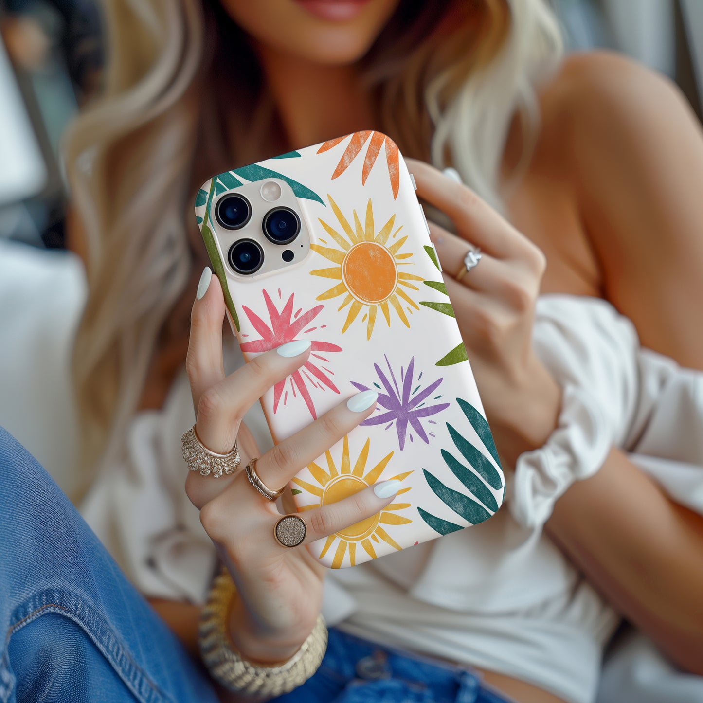 Tropical Sunbeam Splash Case – Bright Palm & Sunshine Pop Art